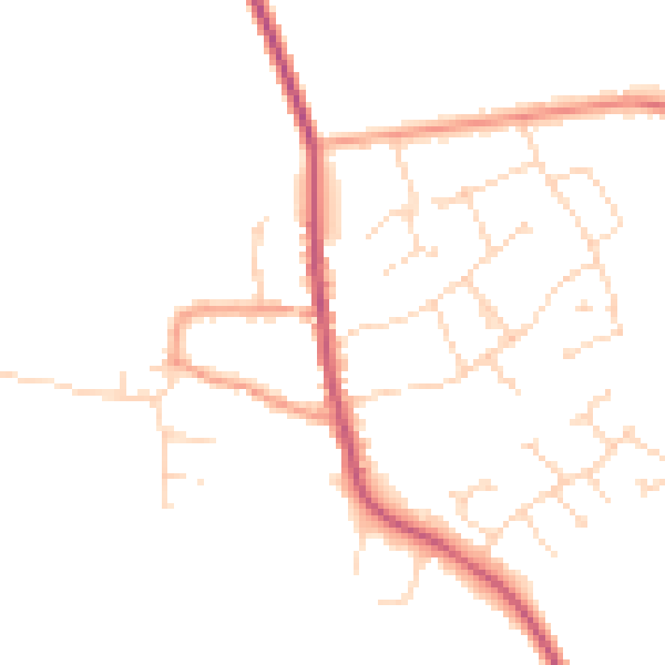 Daytime road noise heatmap for NG31 8PW