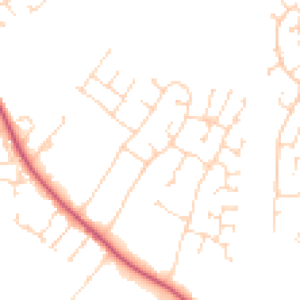 Daytime road noise heatmap for NG31 8QD