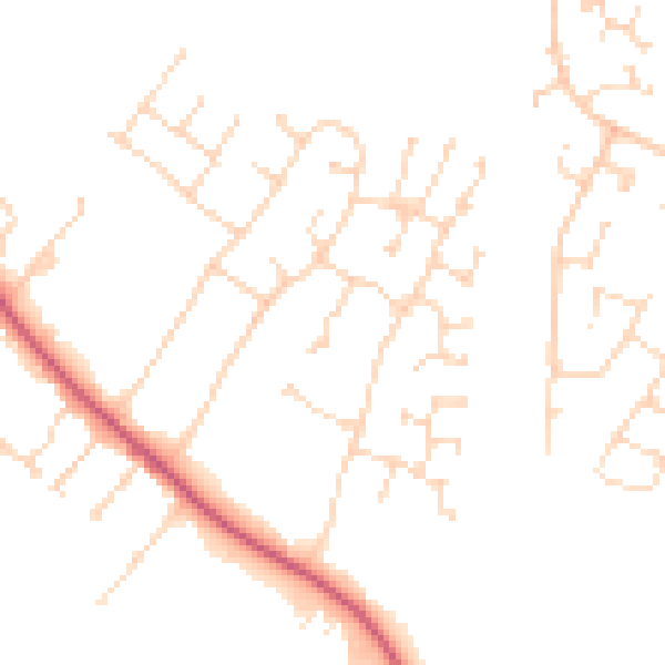Daytime road noise heatmap for NG31 8QJ