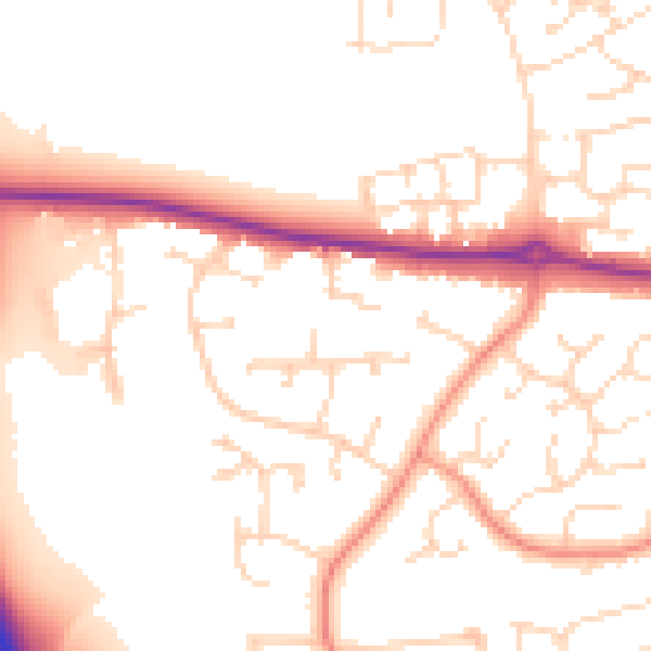 Daytime road noise heatmap for NG31 8RY