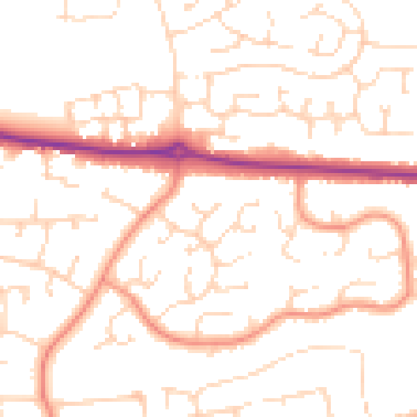Daytime road noise heatmap for NG31 8SD