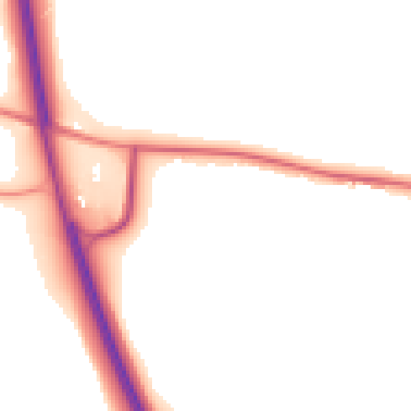 Night-time road noise heatmap for NG31 8SX