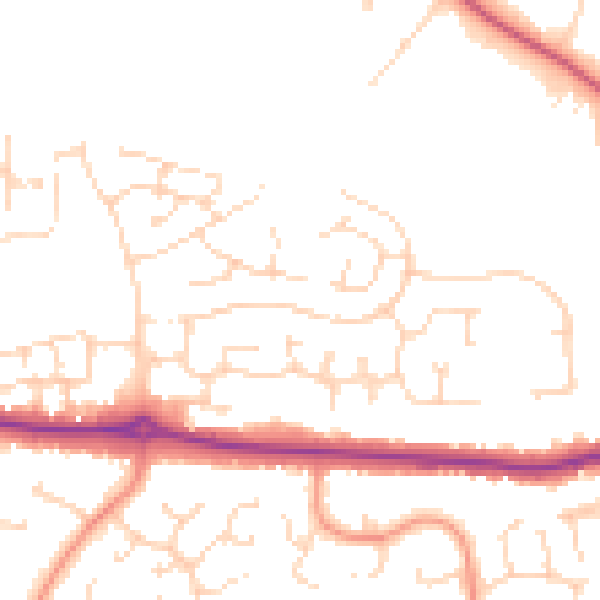Daytime road noise heatmap for NG31 8SY