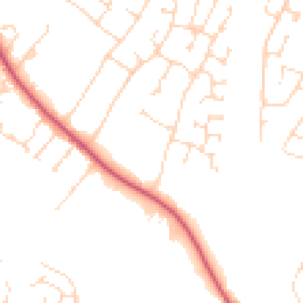 Daytime road noise heatmap for NG31 8TY