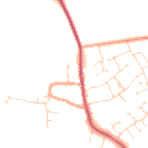 Daytime road noise heatmap for NG31 8TZ