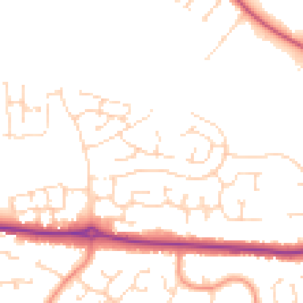 Daytime road noise heatmap for NG31 8UJ