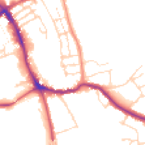 Daytime road noise heatmap for NG31 9AE