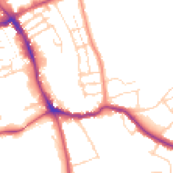 Daytime road noise heatmap for NG31 9AJ