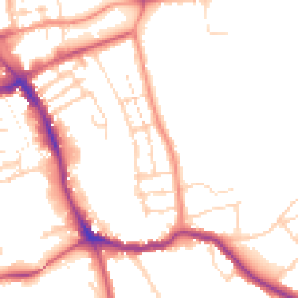 Daytime road noise heatmap for NG31 9AQ
