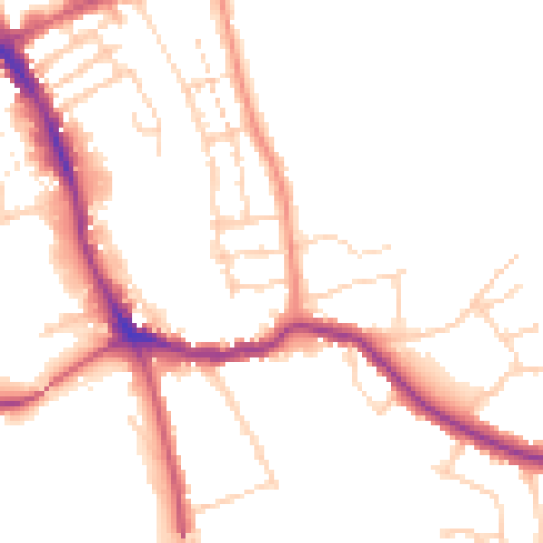 Daytime road noise heatmap for NG31 9AW