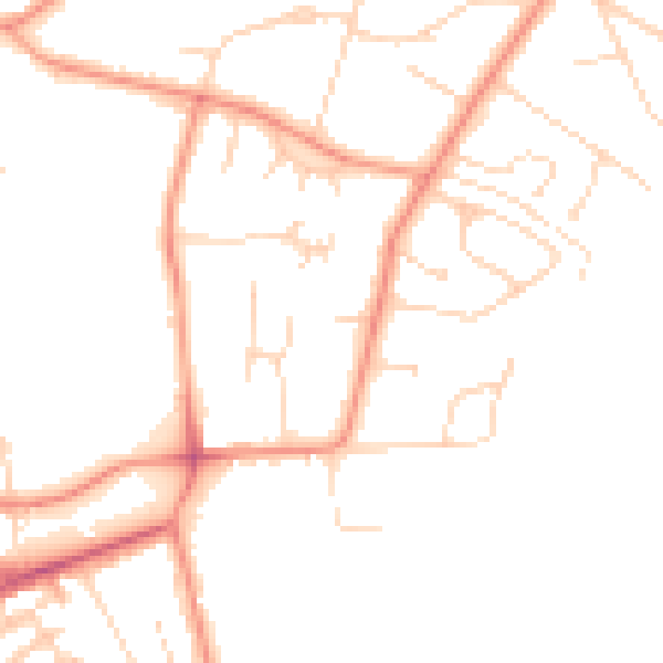 Daytime road noise heatmap for NG31 9EL