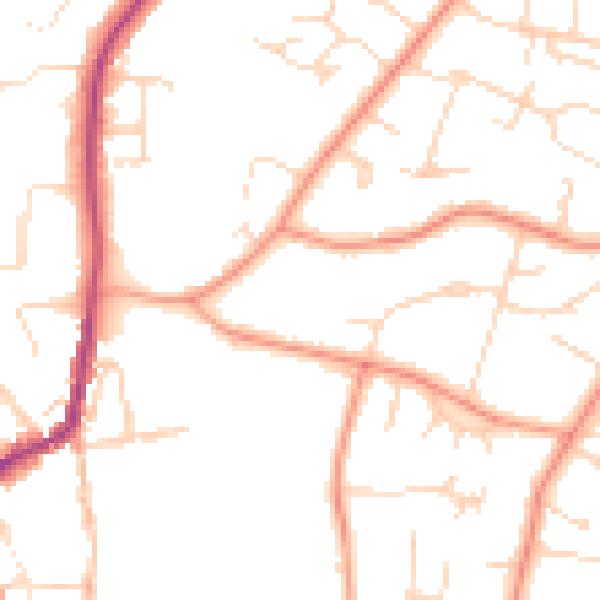 Daytime road noise heatmap for NG31 9HE