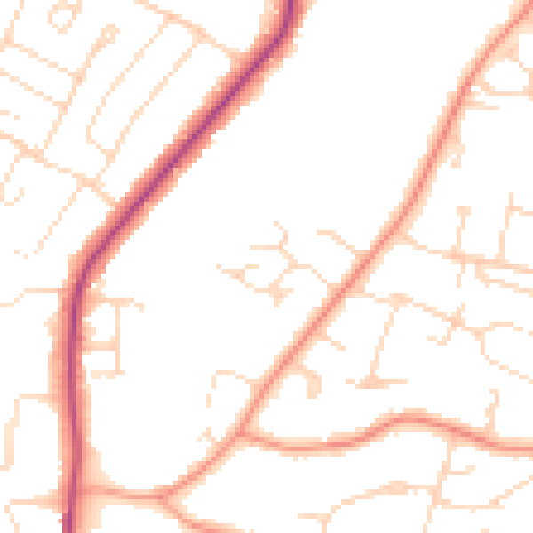 Daytime road noise heatmap for NG31 9HH