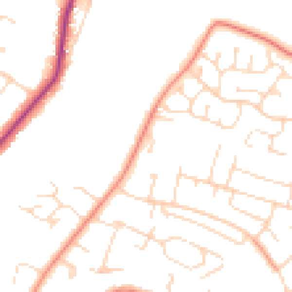 Daytime road noise heatmap for NG31 9JN