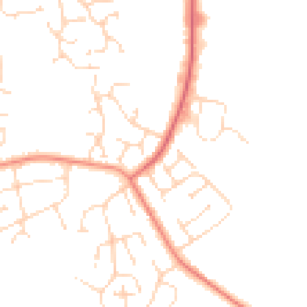 Daytime road noise heatmap for NG31 9SX