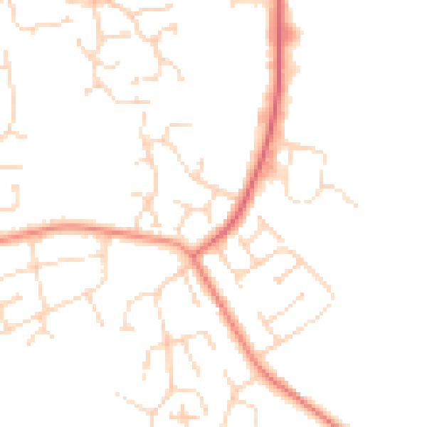 Daytime road noise heatmap for NG31 9UL