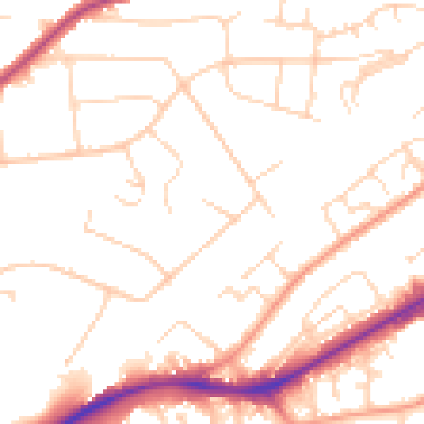 Daytime road noise heatmap for NG4 1AQ