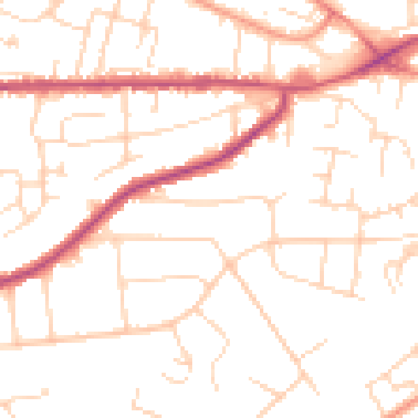 Daytime road noise heatmap for NG4 1DA