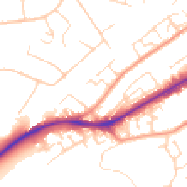 Daytime road noise heatmap for NG4 2AT