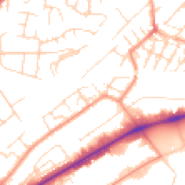 Daytime road noise heatmap for NG4 2BP