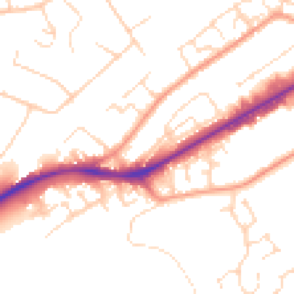 Daytime road noise heatmap for NG4 2DX