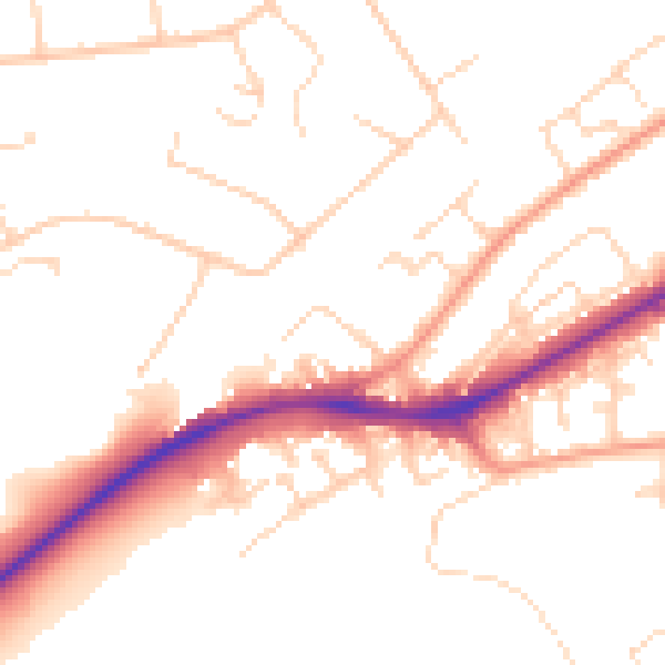 Daytime road noise heatmap for NG4 2EA