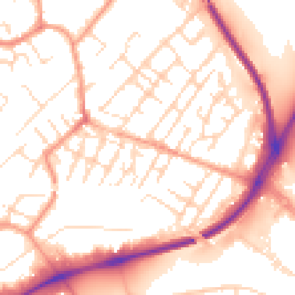 Daytime road noise heatmap for NG4 2GX