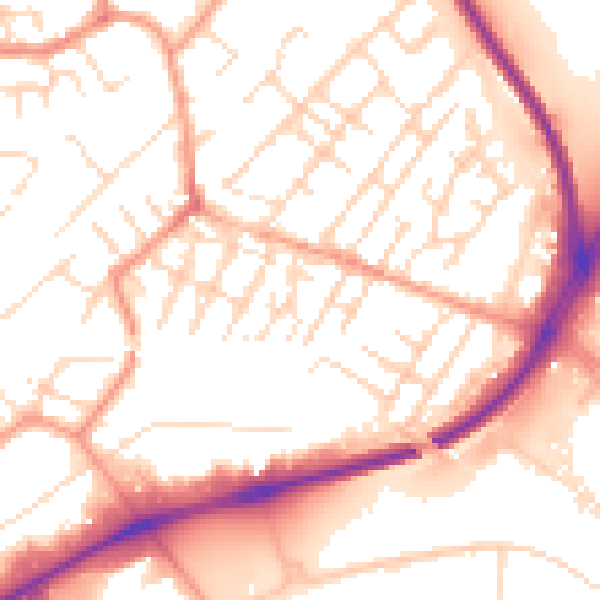 Daytime road noise heatmap for NG4 2GY