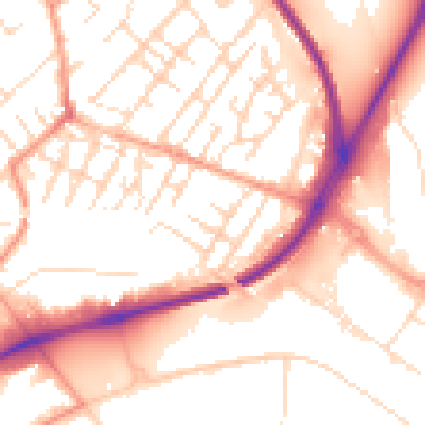 Daytime road noise heatmap for NG4 2HX