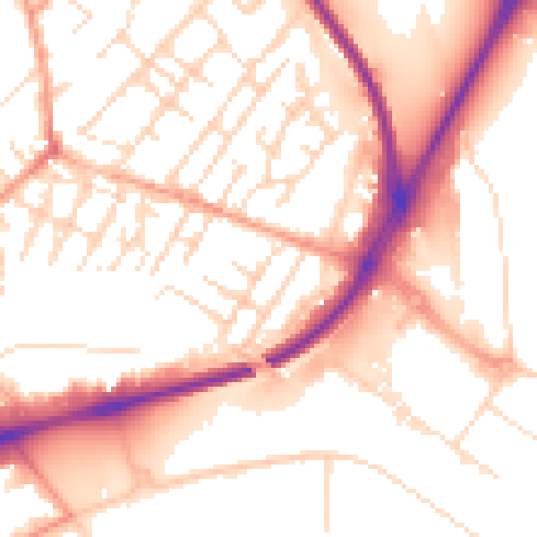 Daytime road noise heatmap for NG4 2JE