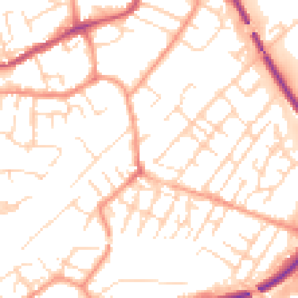 Daytime road noise heatmap for NG4 2LE