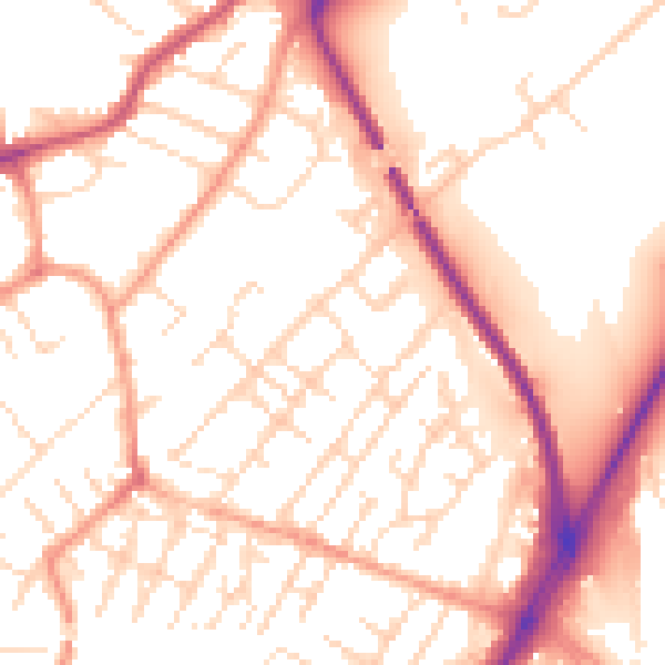 Daytime road noise heatmap for NG4 2LX