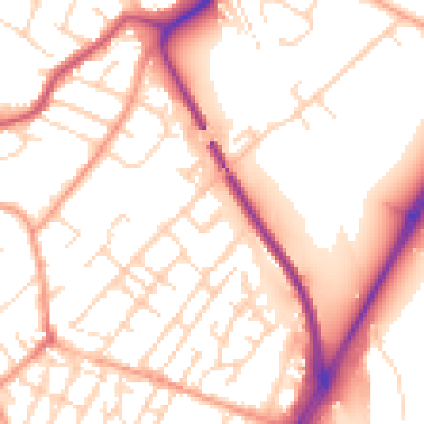 Daytime road noise heatmap for NG4 2LZ