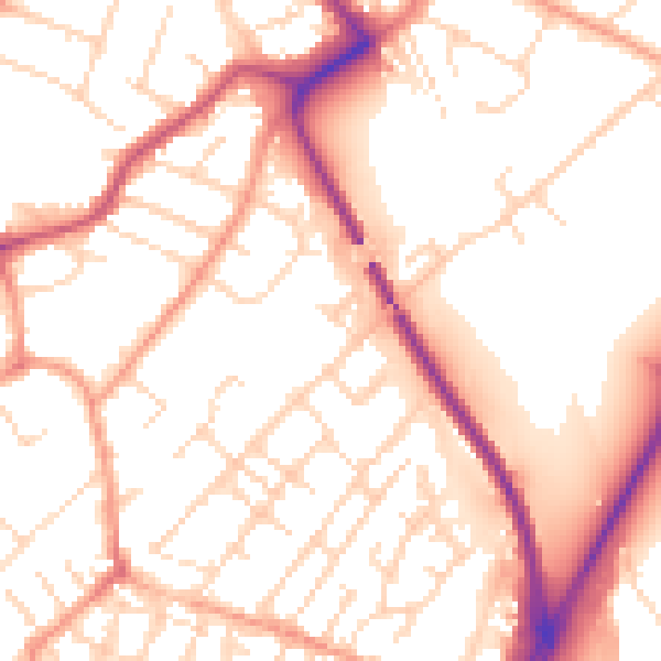Daytime road noise heatmap for NG4 2NE