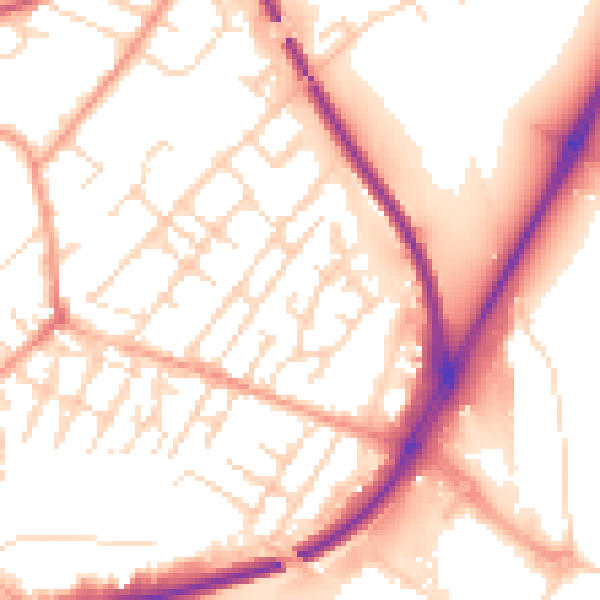 Daytime road noise heatmap for NG4 2PP