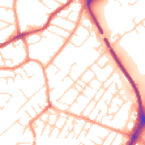 Daytime road noise heatmap for NG4 2PT
