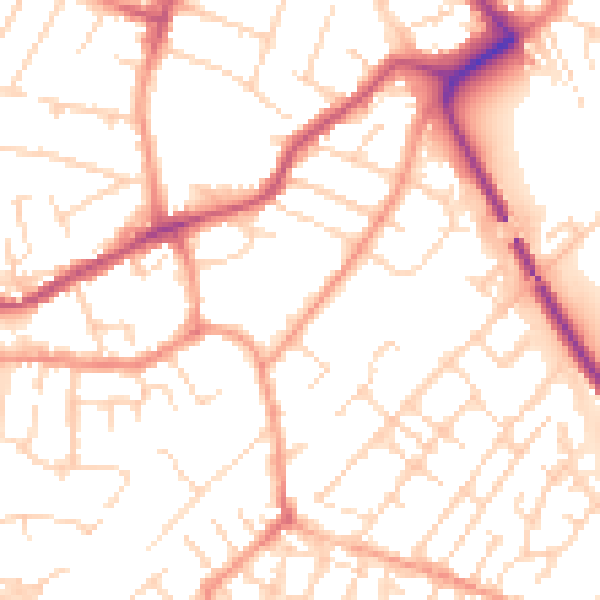 Daytime road noise heatmap for NG4 2PU