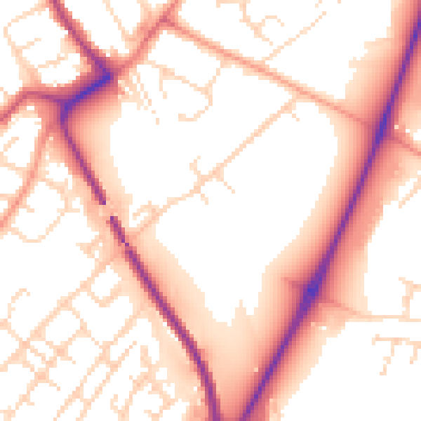 Daytime road noise heatmap for NG4 2QY