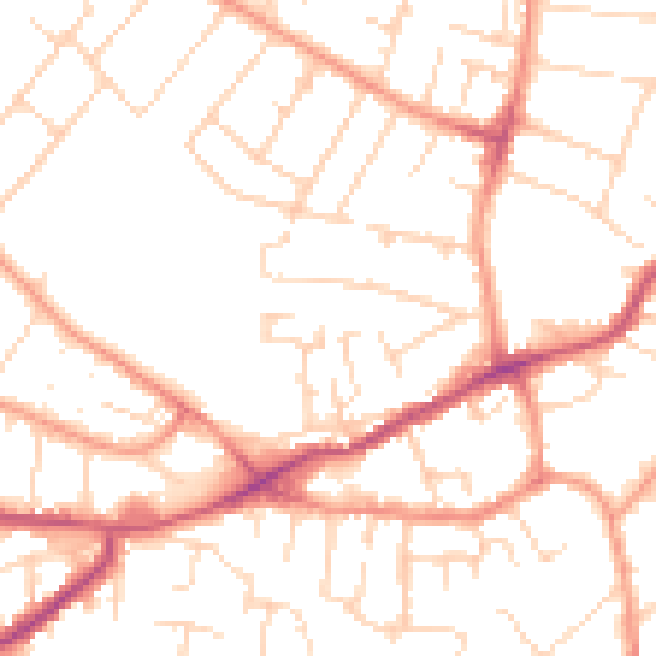 Daytime road noise heatmap for NG4 3EL