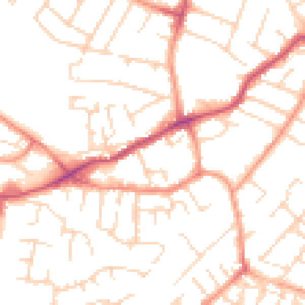 Daytime road noise heatmap for NG4 3LY
