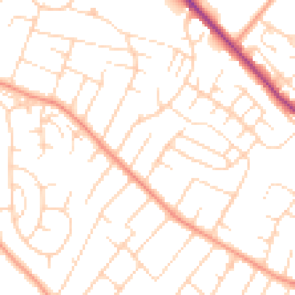 Daytime road noise heatmap for NG4 3PD