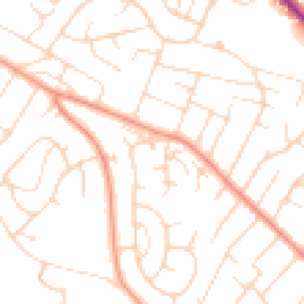 Daytime road noise heatmap for NG4 3QJ