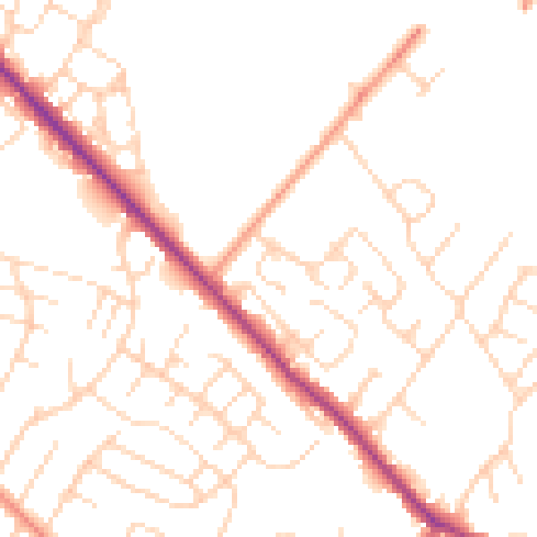 Daytime road noise heatmap for NG4 4BB