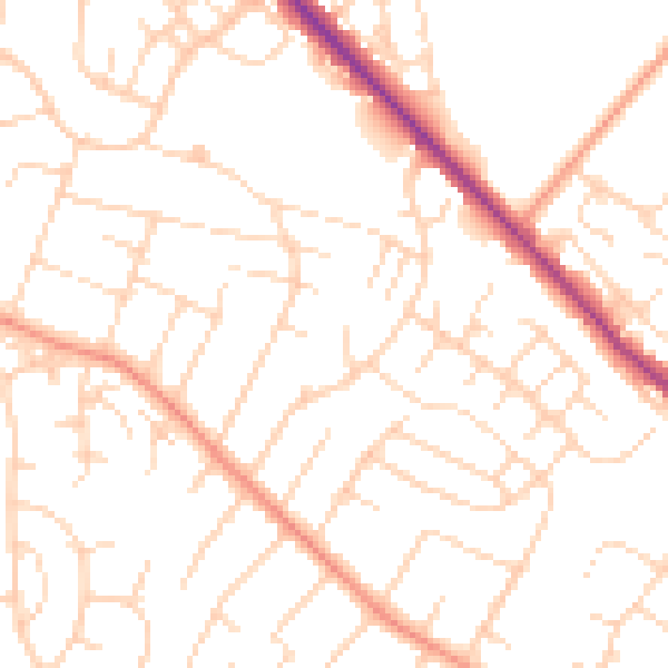 Daytime road noise heatmap for NG4 4DQ