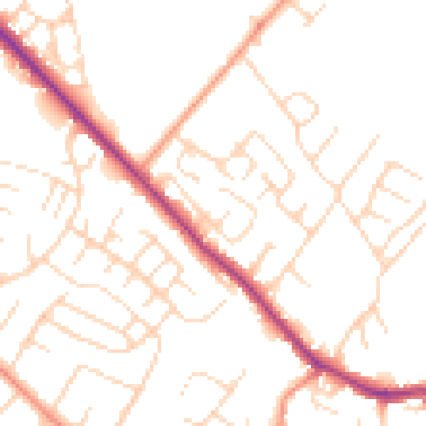 Daytime road noise heatmap for NG4 4JU
