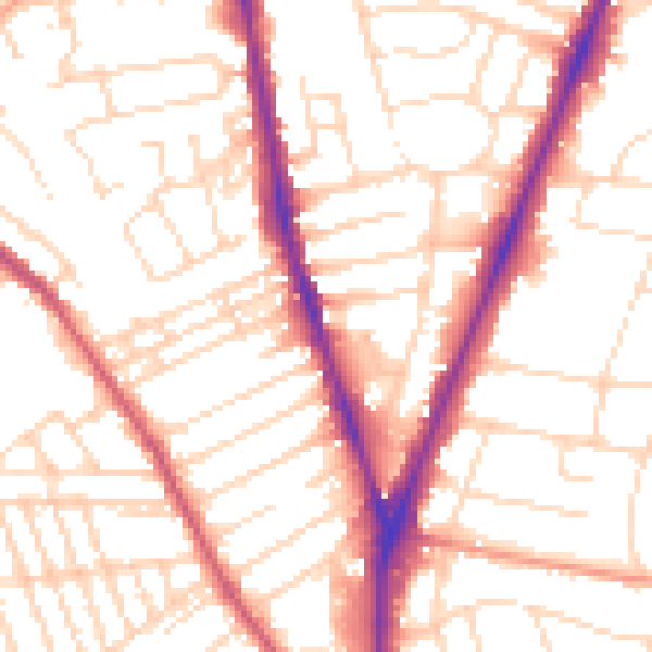 Daytime road noise heatmap for NG5 1AB