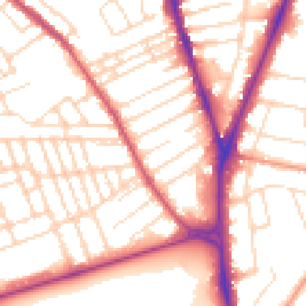 Daytime road noise heatmap for NG5 1AF