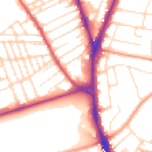 Daytime road noise heatmap for NG5 1AH