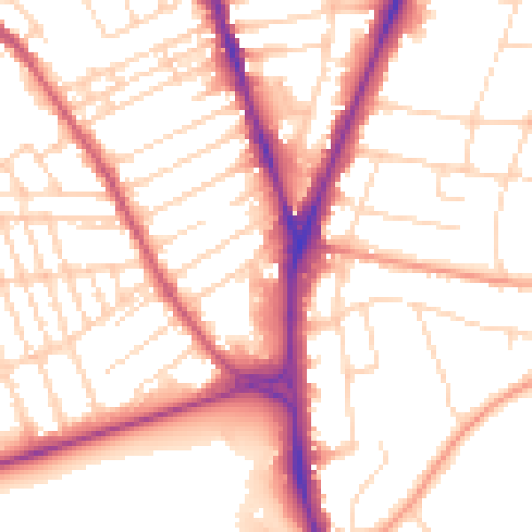 Daytime road noise heatmap for NG5 1AJ