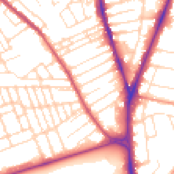 Daytime road noise heatmap for NG5 1AN